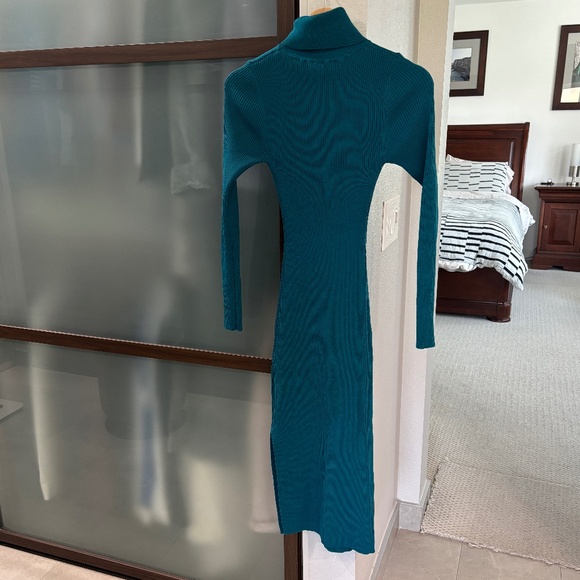 BCBG Paris Ribbed Knit Bodycon Sweater Dress - Teal Green Size XS - Picture 5 of 8